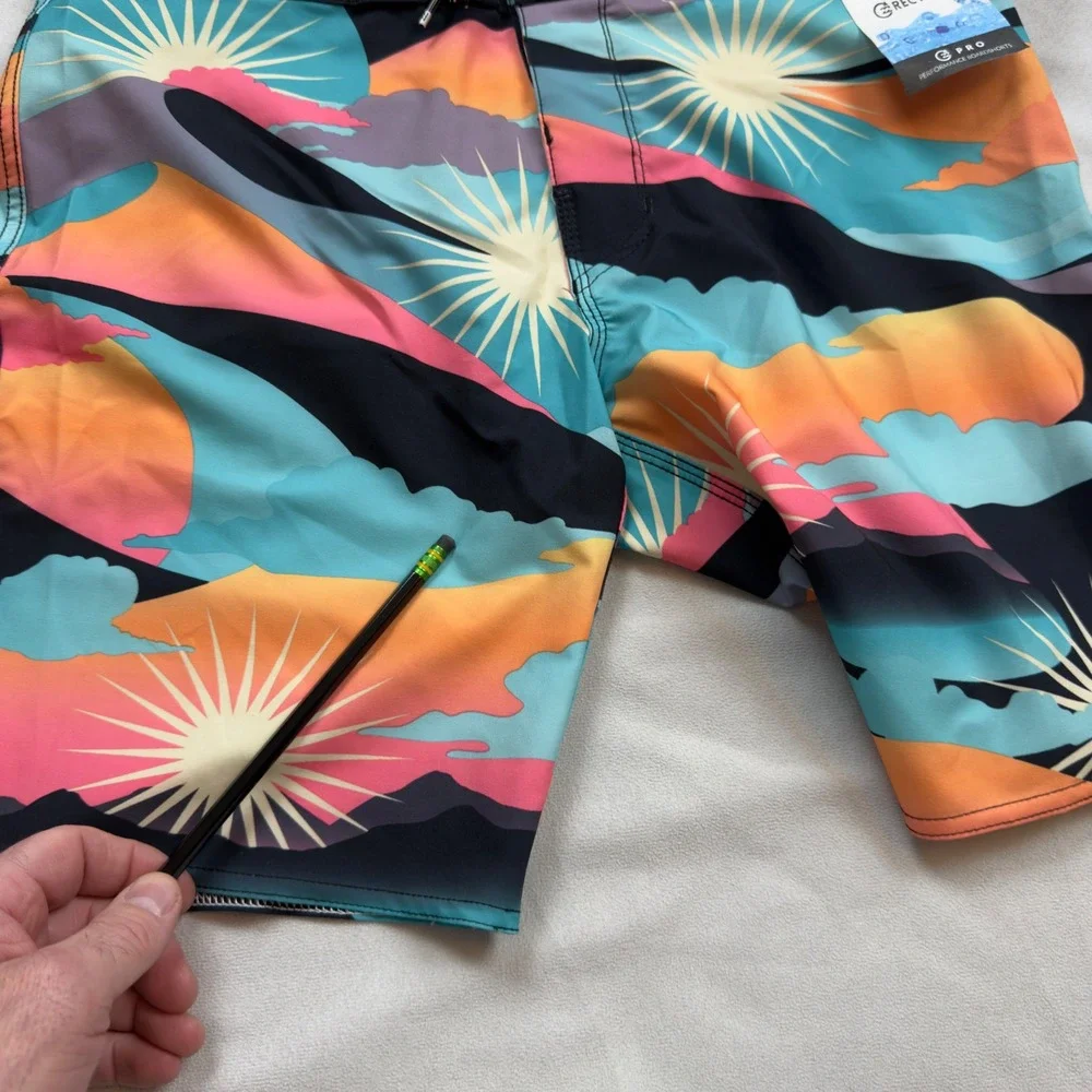 Billabong Sundays Pro Boardshorts Mens 28 Recycler Multi Color Sun Print Swim - Picture 6 of 9